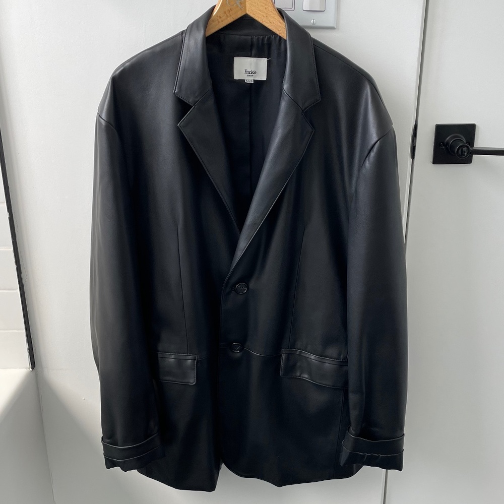 The Frankie Shop Vegan Leather Black Blazer